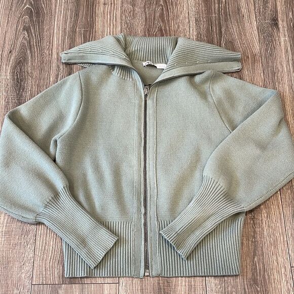 ZARA ZIPPERED HIGH COLLAR KNIT JACKET - Picture 7 of 7